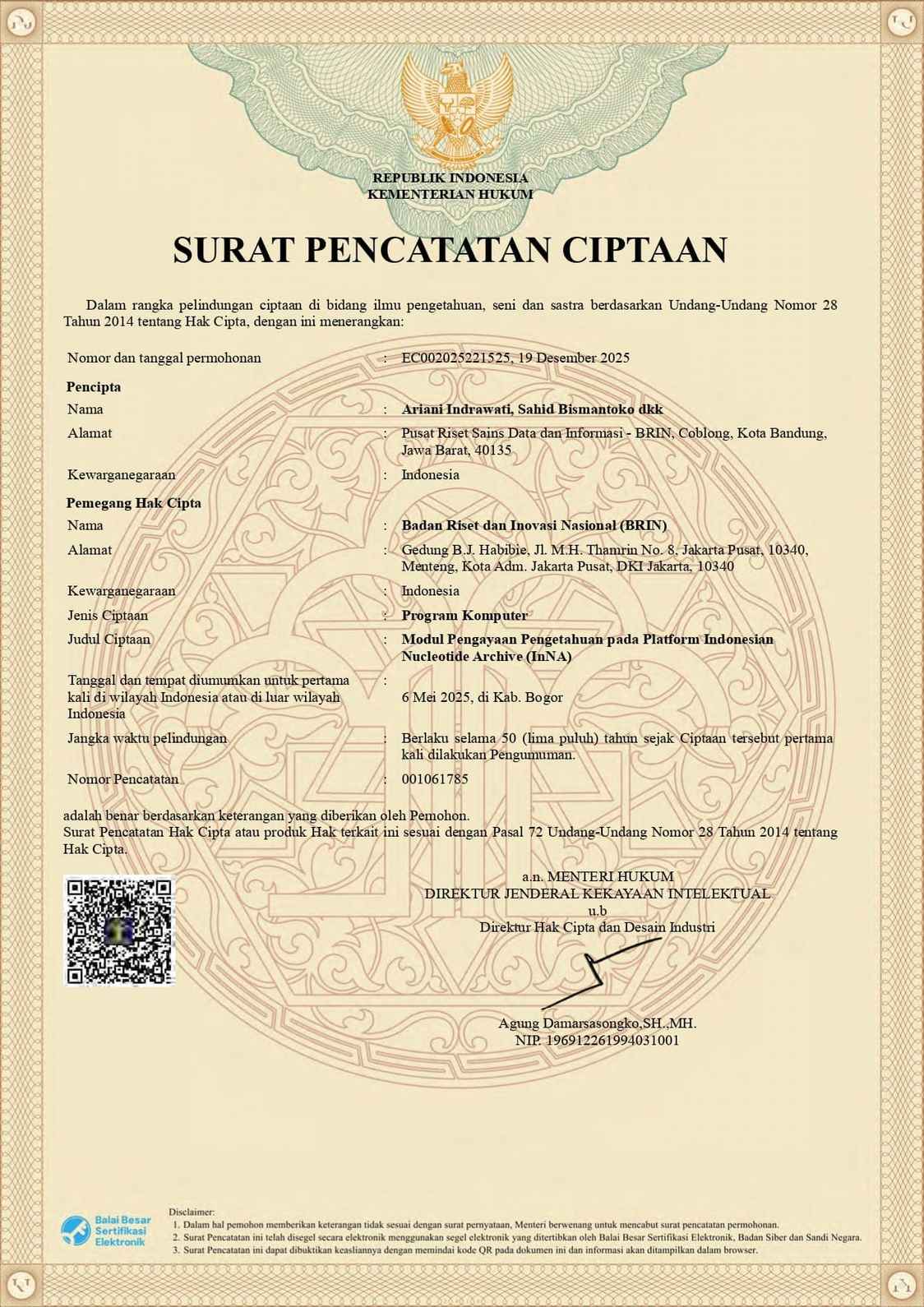 Hak Cipta INNAKM Certificate